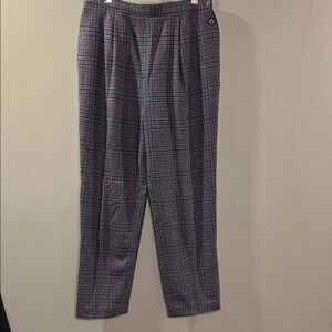 Women's Classic Wool Blend Plaid Trousers